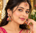 Rose-gold Floral Jhumka - earrings - Image 2