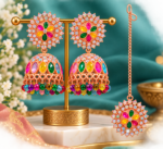 Rose-gold Floral Jhumka - earrings