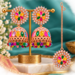 Rose-gold Floral Jhumka - earrings